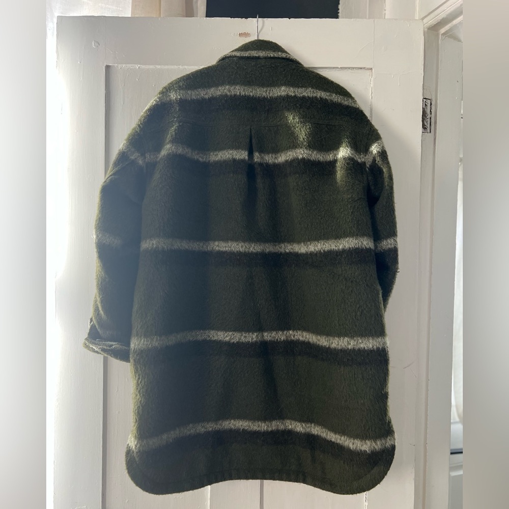 *3/20* Old Navy Olive Green Striped Wool-Blend Coat - Picture 5 of 5